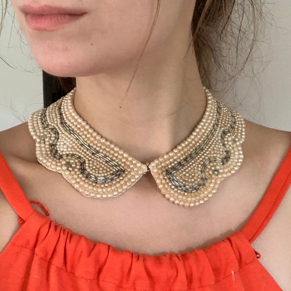 Vintage Jewelry - Vintage 1950's Beaded Pearl Collar Choker Necklace